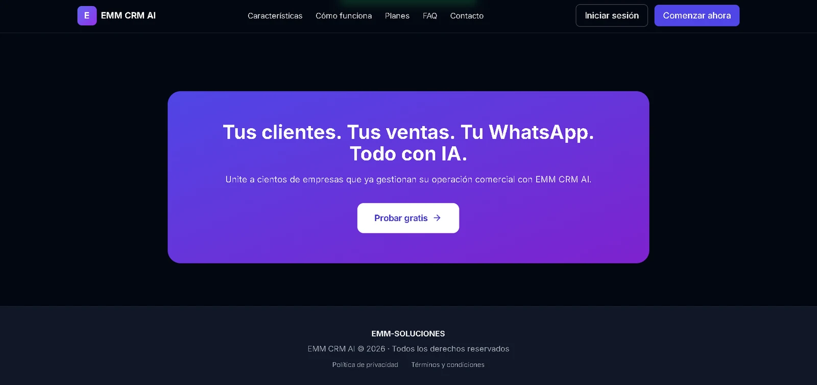 Llamado a la acción de la landing del CRM para probarlo gratis